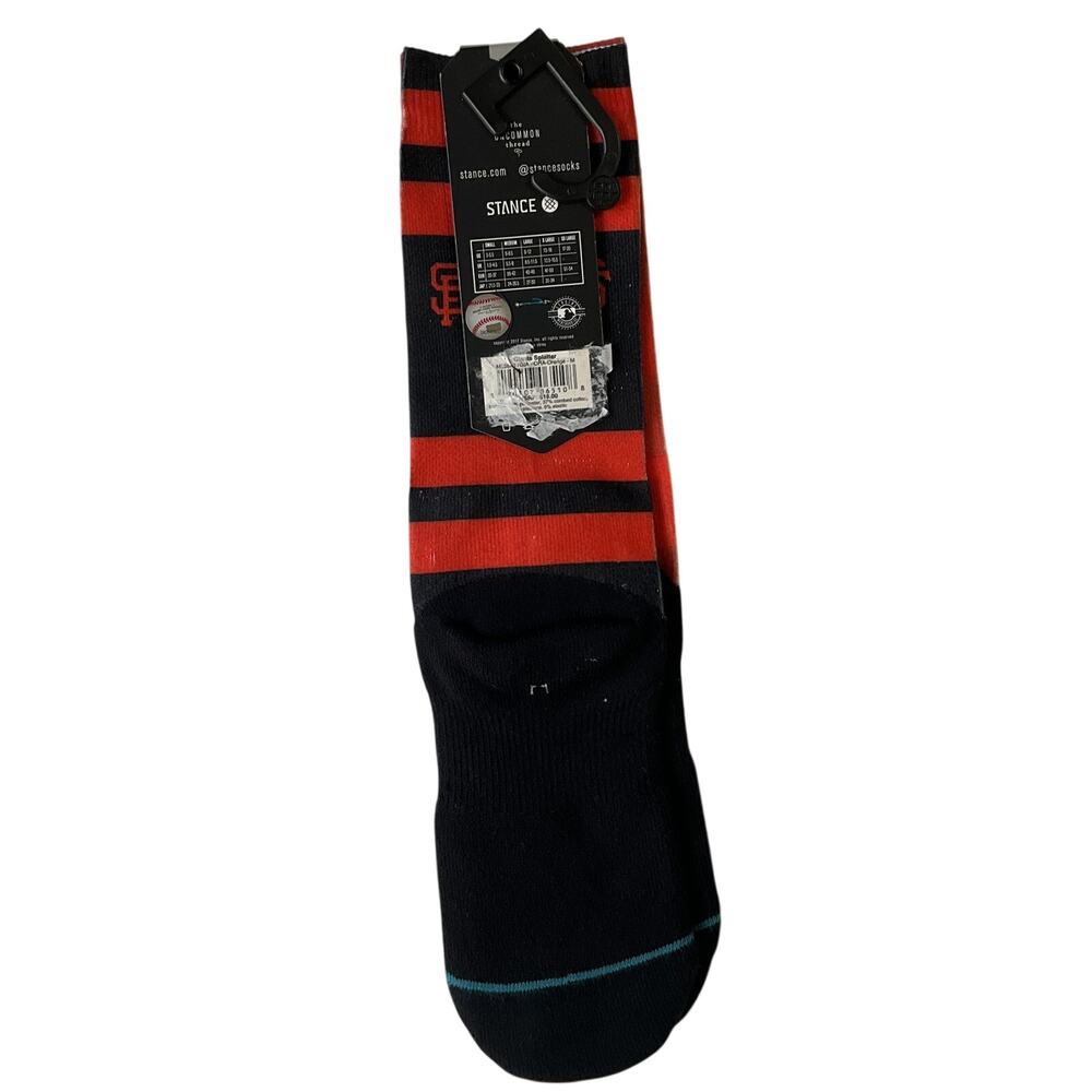 San Francisco Giants Men Socks M Black Combed Cotton Nylon Stance Striped Team